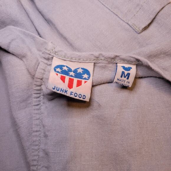 Junk Food X Disney Gray Embroidered Mickey Mouse Linen Blend Shorts Romper Med - Picture 4 of 9